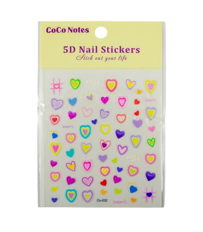 STICKER NAIL CORAZON COLORIDO