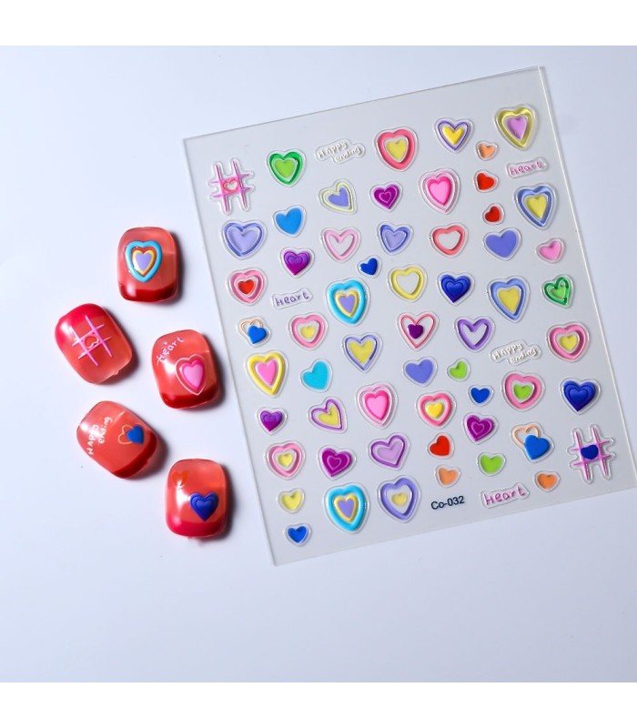 STICKER NAIL CORAZON COLORIDO