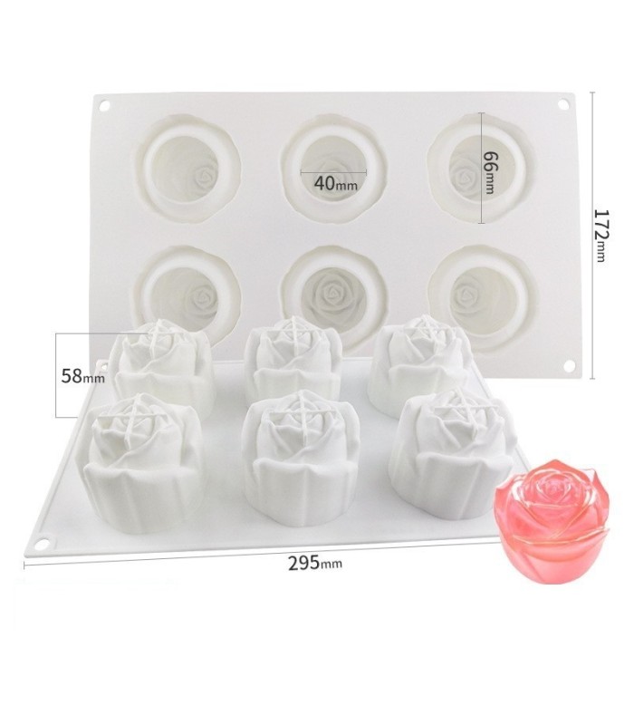 Molde de silicona rosa 6 divisiones 295x172mm