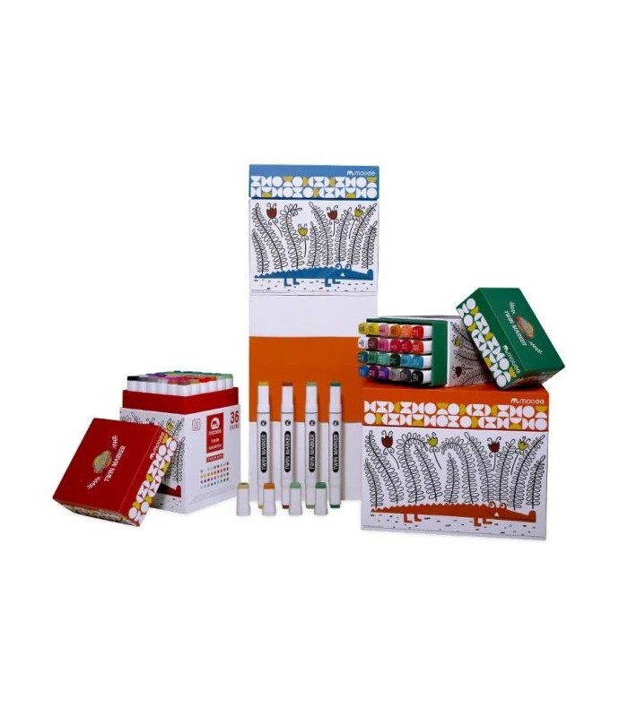 Marcador + pincel con caja MOBEE 36 pc twin marker