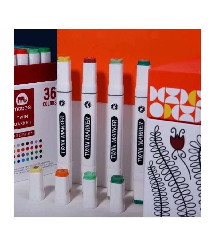 Marcador + pincel con caja MOBEE 36 pc twin marker