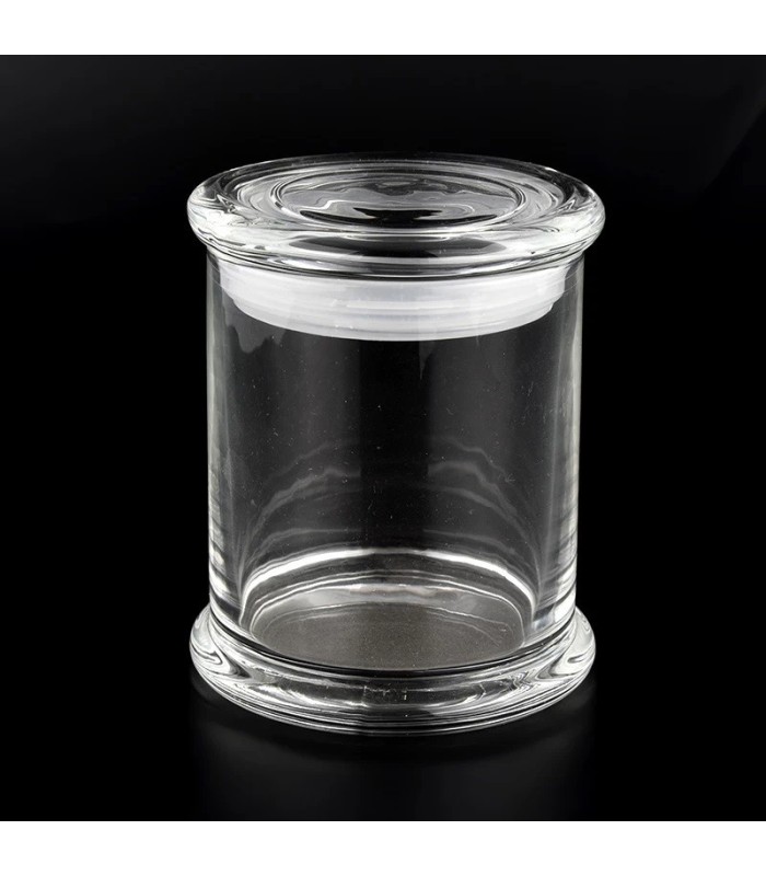 Frasco de vidrio cilindro con tapa 11x9cm 370ml