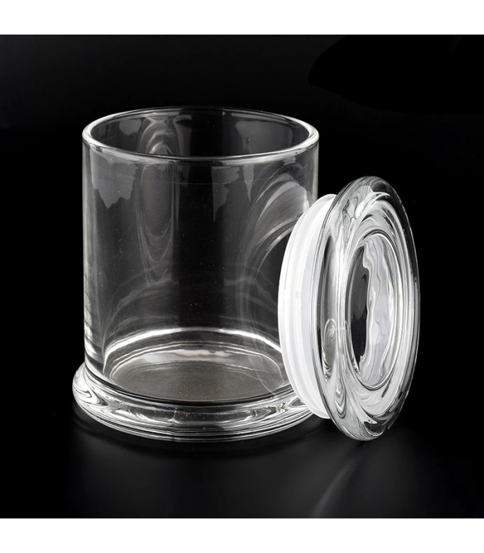 Frasco de vidrio cilindro con tapa 11x9cm 370ml