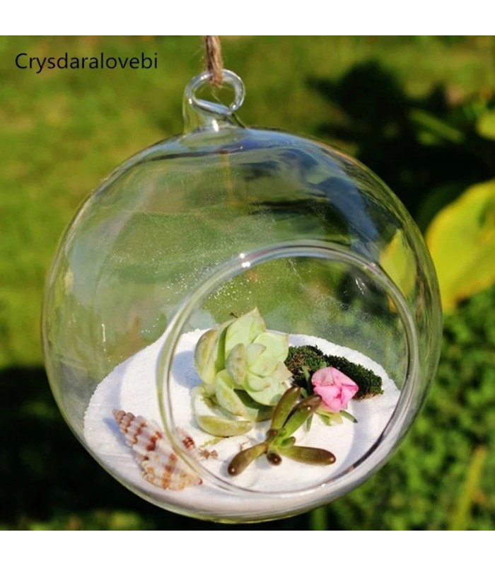Florero terrario de vidrio para colgar 10cm
