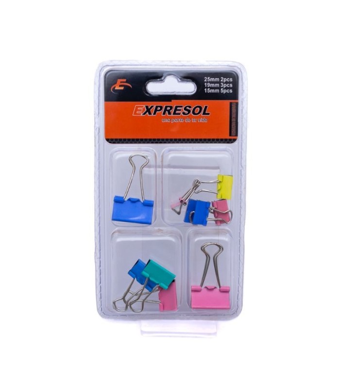 Paquete de clip colorido 4 tamaño Expresol