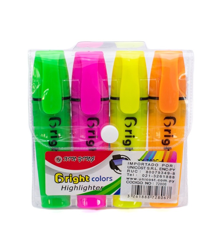 Resaltador fluor 4pc