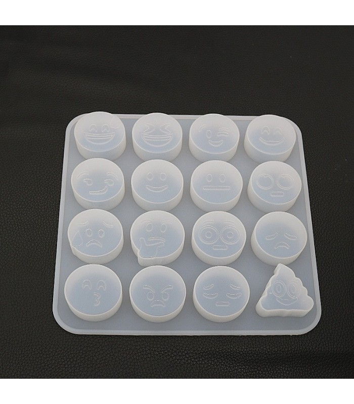 Molde de silicona caritas de emoji 24x24x2cm