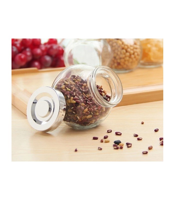 Frasco de vidrio tapa plateada 180ml