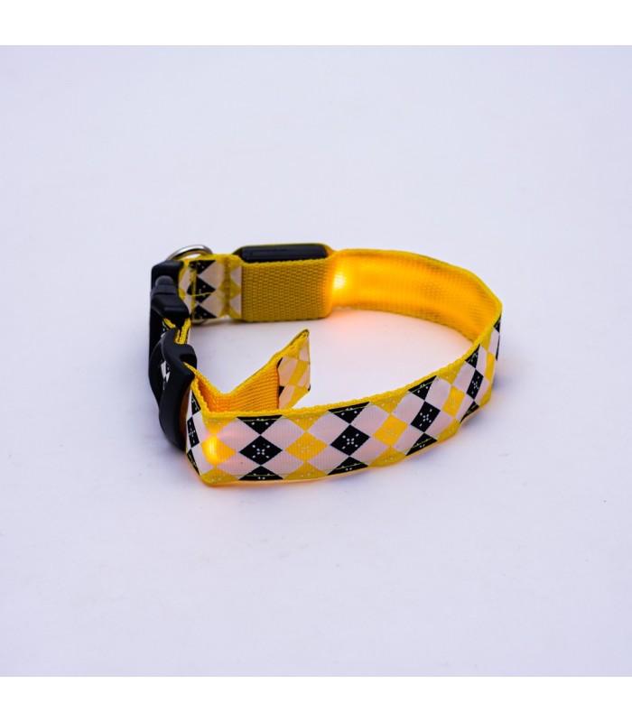 Collar para perro a cuadro con luz 43cm