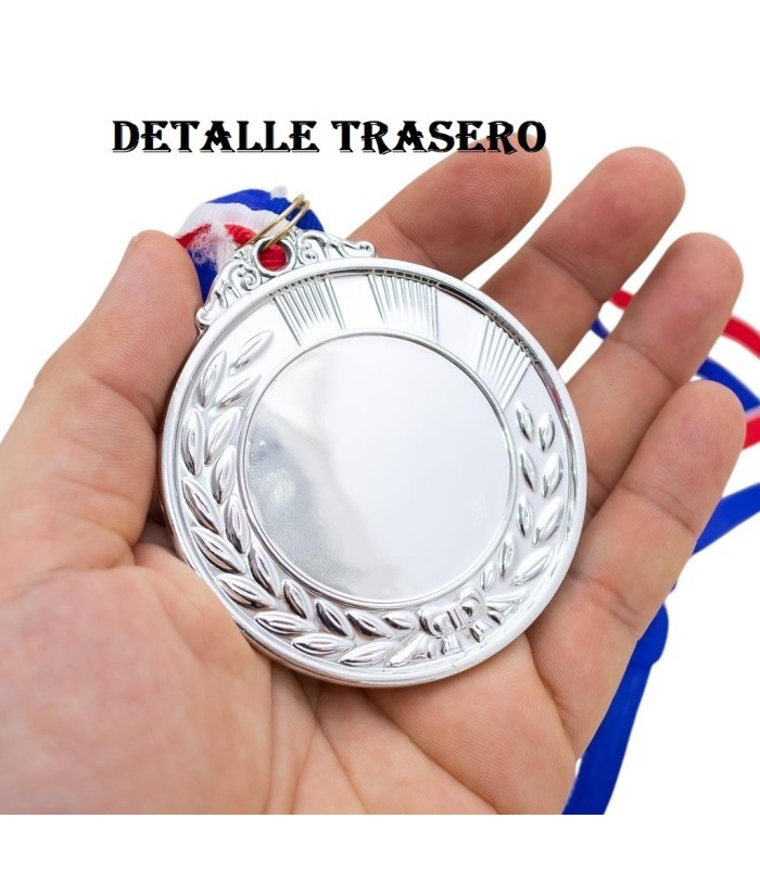 MEDALLA METALICA 6.6x5CM PLATA
