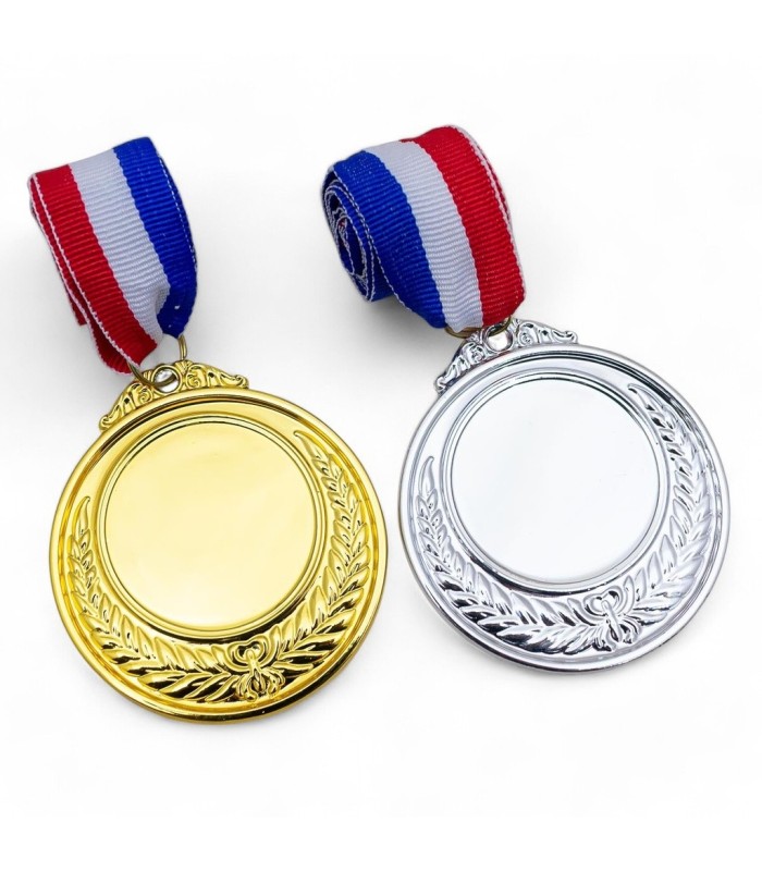 MEDALLA METALICA 6.6x5CM PLATA
