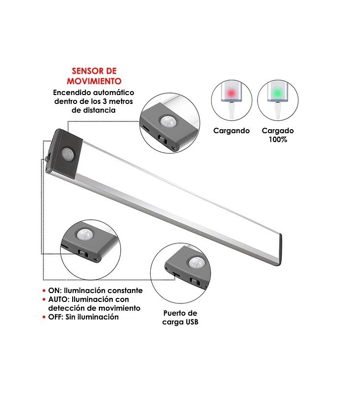 Barra LED inalambrico con sensor de movimiento