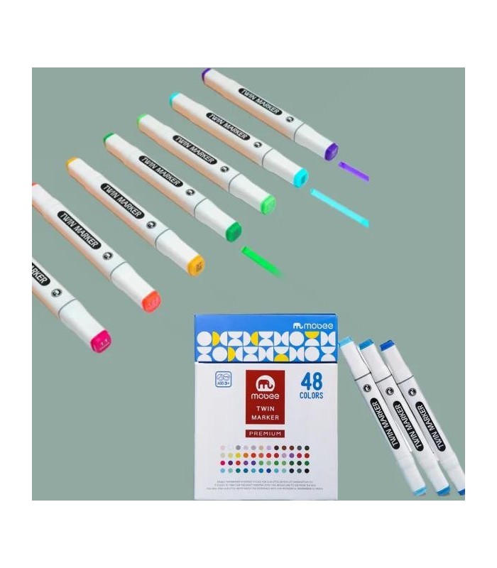 Marcador + pincel con caja MOBEE 48pc twin marker