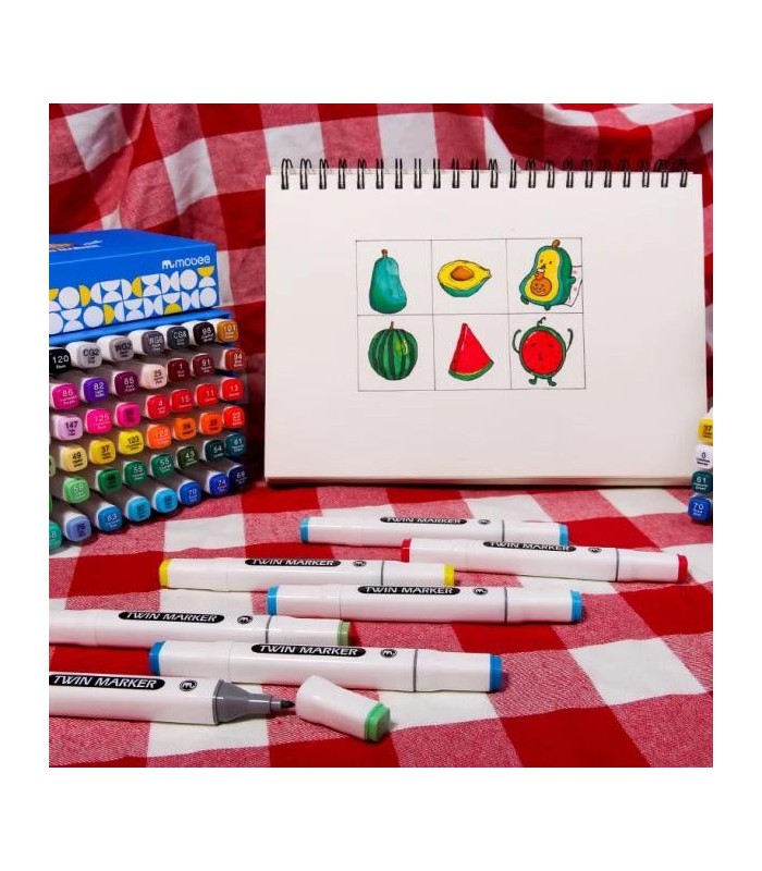 Marcador + pincel con caja MOBEE 48pc twin marker
