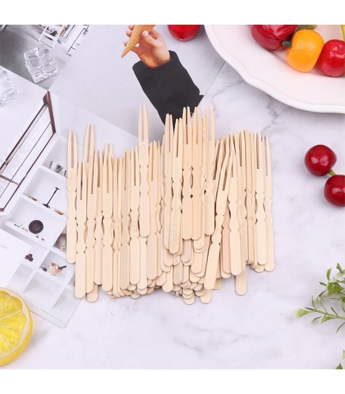 Mini tenedor de bambu 45PC