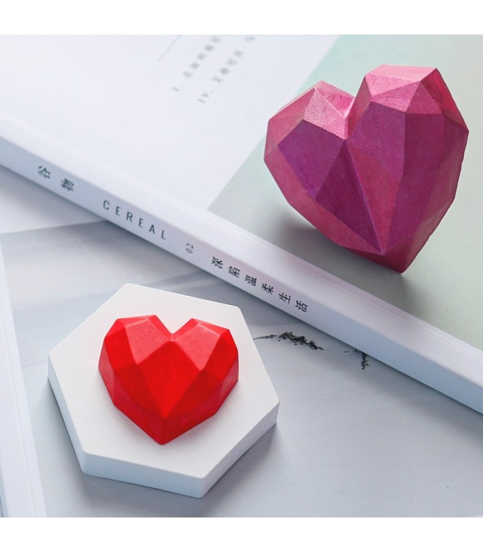 Molde de silicona corazón geométrico 6x5.7cm
