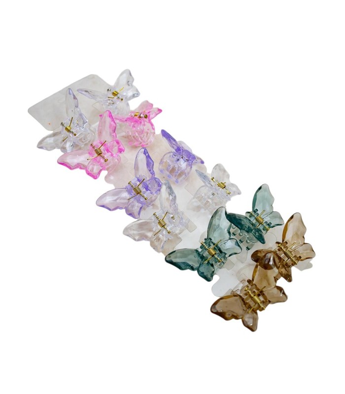 pinza transparente mariposa 6pares