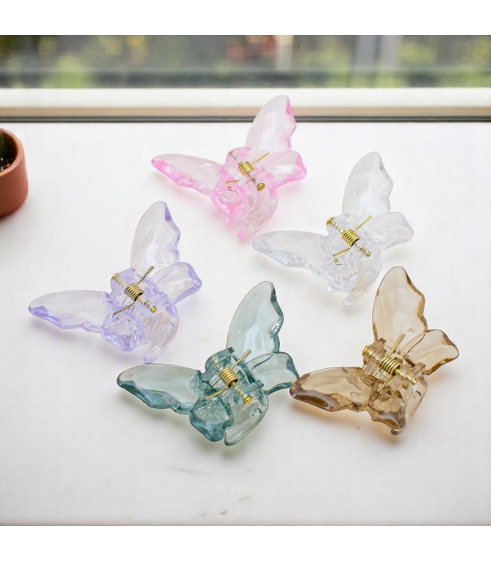 pinza transparente mariposa 6pares
