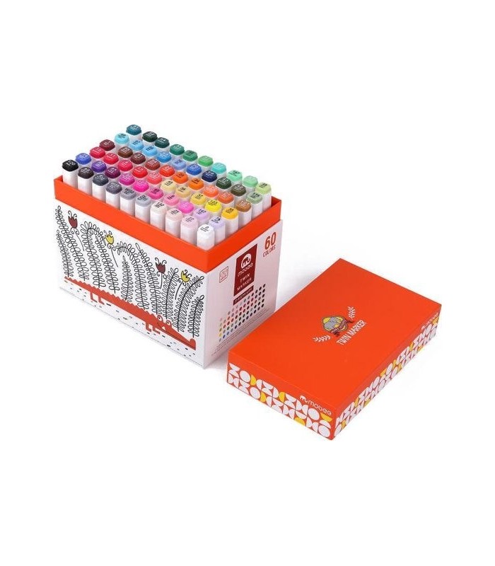 Marcador + pincel con caja MOBEE 60pc twin marker