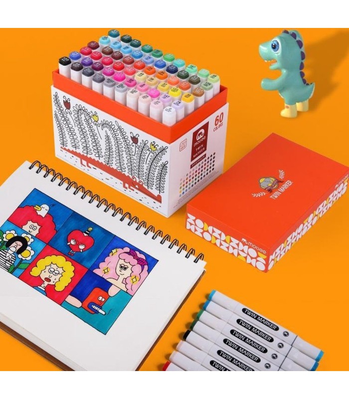 Marcador + pincel con caja MOBEE 60pc twin marker