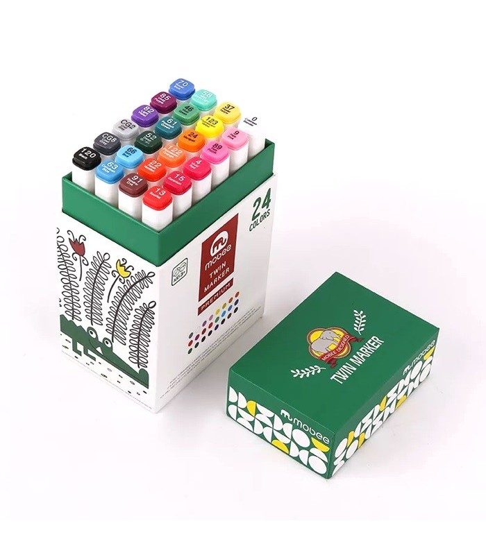 Marcador + pincel con caja MOBEE 24pc twin marker
