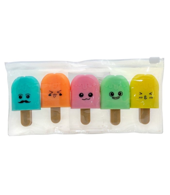 Mini resaltador diseño helado 5 piezas