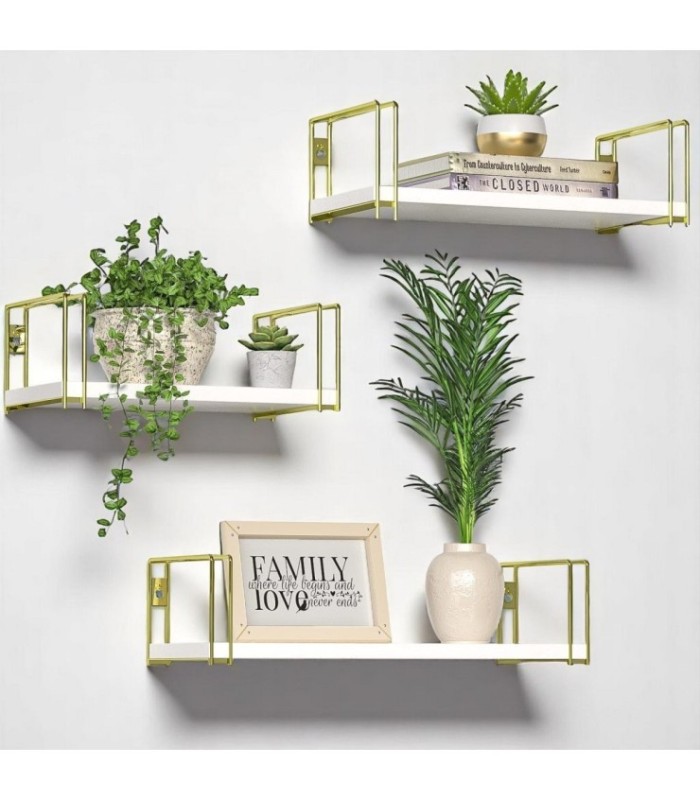 JUEGO DE REPISA BLANCO PARA PARED 3PC