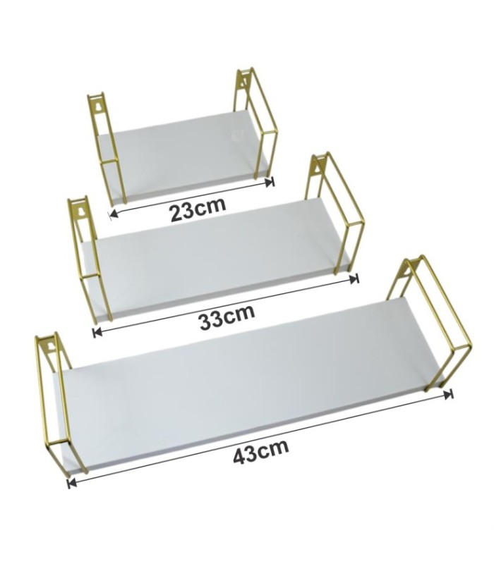 JUEGO DE REPISA BLANCO PARA PARED 3PC