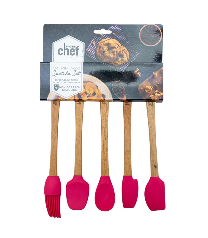 Set de espatula de silicona mango de madera