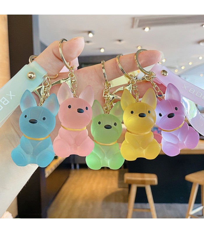 Llavero acrílico de color forma de perritos sentad