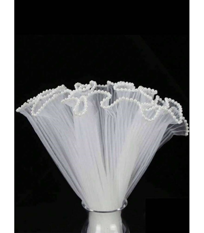 Malla para envolver ramo con perla 28cmx4.5cm