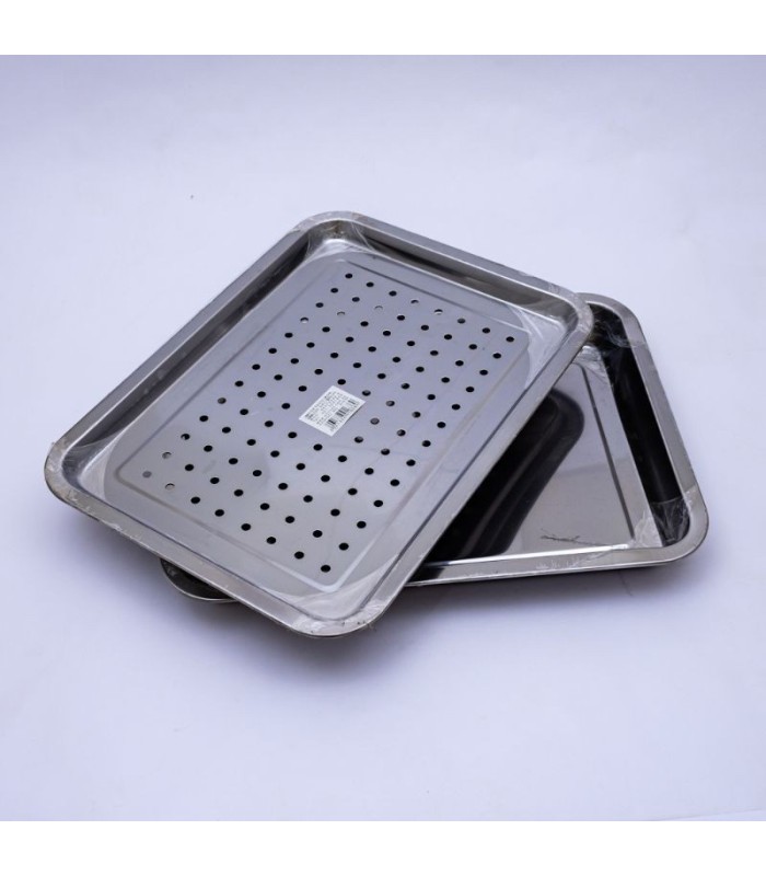 Bandeja con rejilla inox 36x27cm