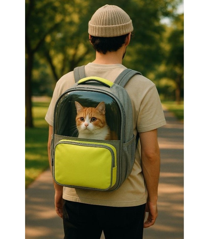 Mochila para mascota con bolsillo y visor