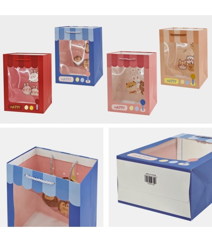 Bolsa de carton con ventana 23x18x10cm