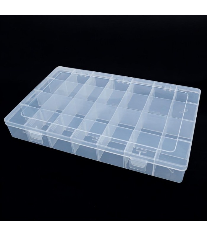 Caja transparente de 28 compartimientos 34x21cm