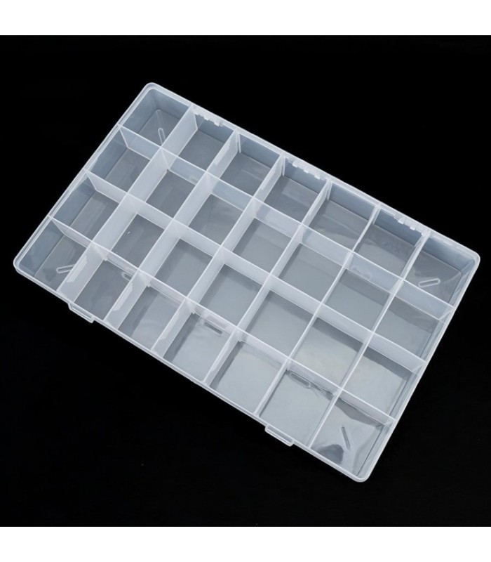 Caja transparente de 28 compartimientos 34x21cm