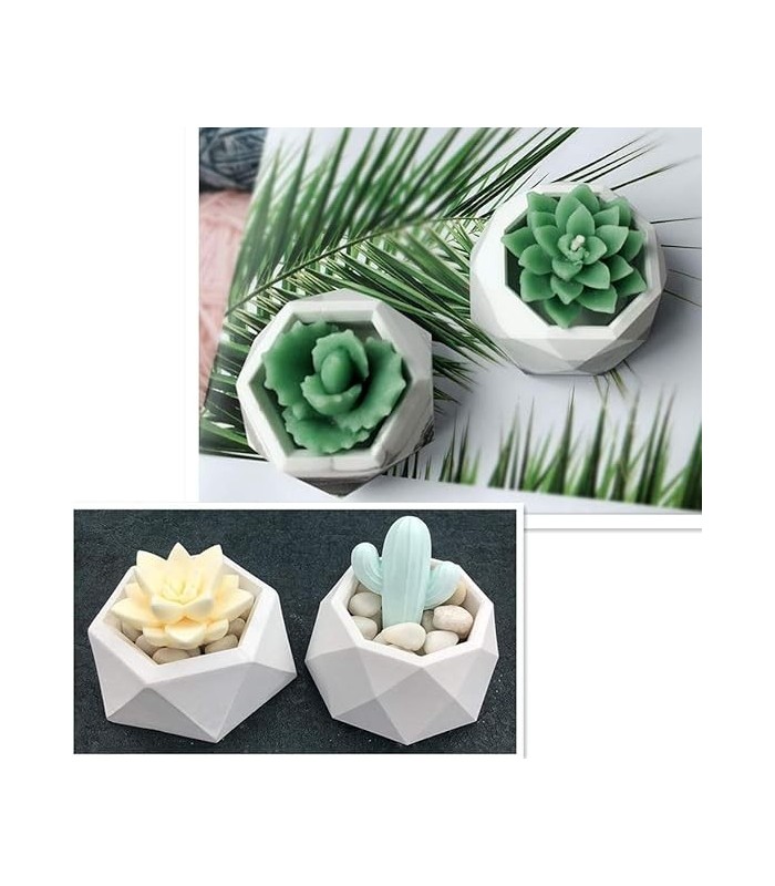 Molde de silicona para maceta octagonal 8.5cm