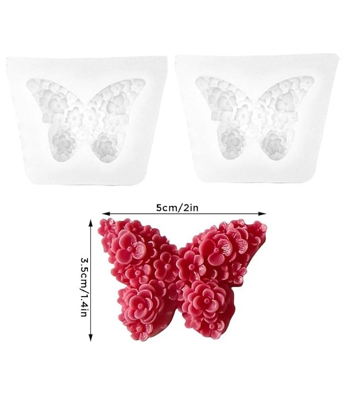 Molde silicona mariposa floreada 5x6.6cm