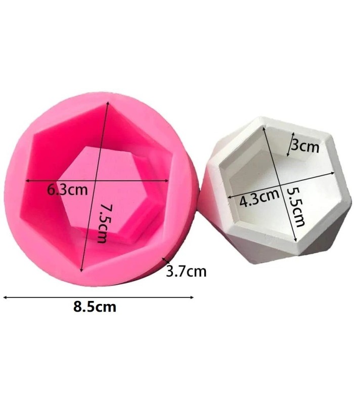 Molde silicona maceta hexagonal 8.5cm