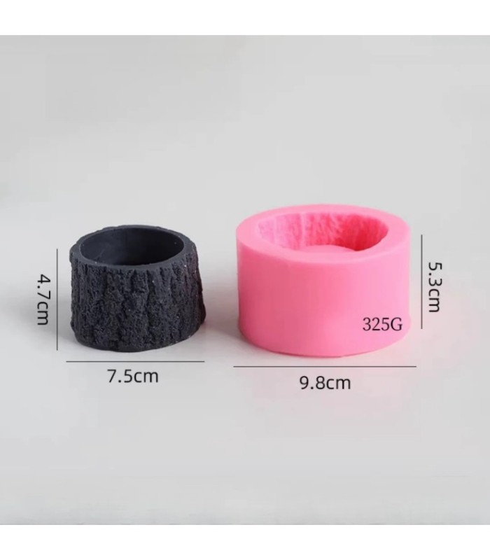 Molde silicona maceta forma tronco 9.2x5.5cm