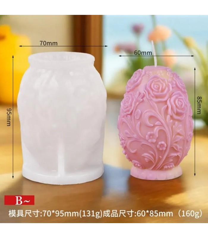 Molde de silicona huevo con textura flor 9.5x7cm