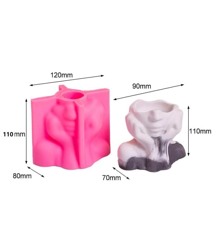 Molde silicona maceta medio rostro 11x12cm