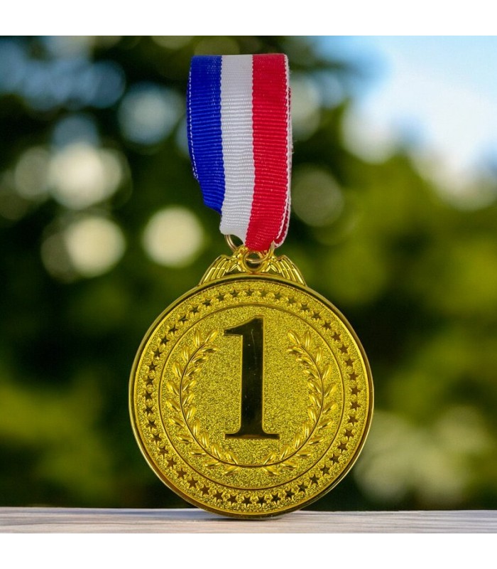 MEDALLA METALICA PUESTO 1 ORO 6.5CM