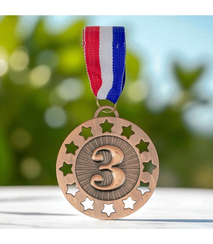 MEDALLA METALICA ESTRELLA PUESTO 3 BRONCE 6.5CM