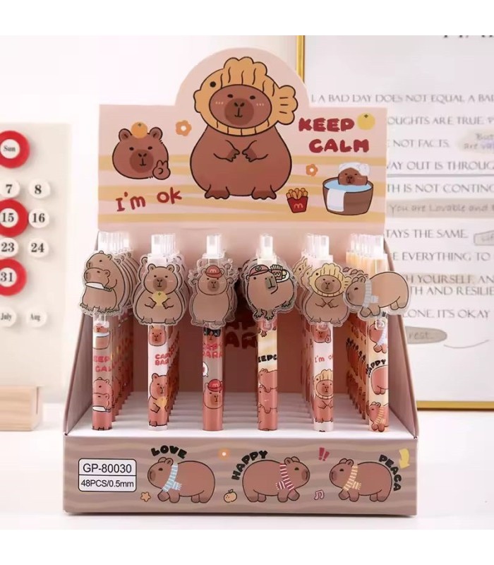 Boligrafo negro diseño capibara