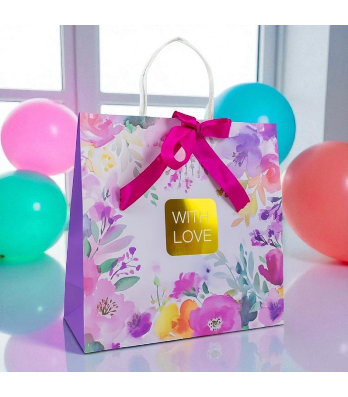 Bolso para regalo floreado 27x27x11cm