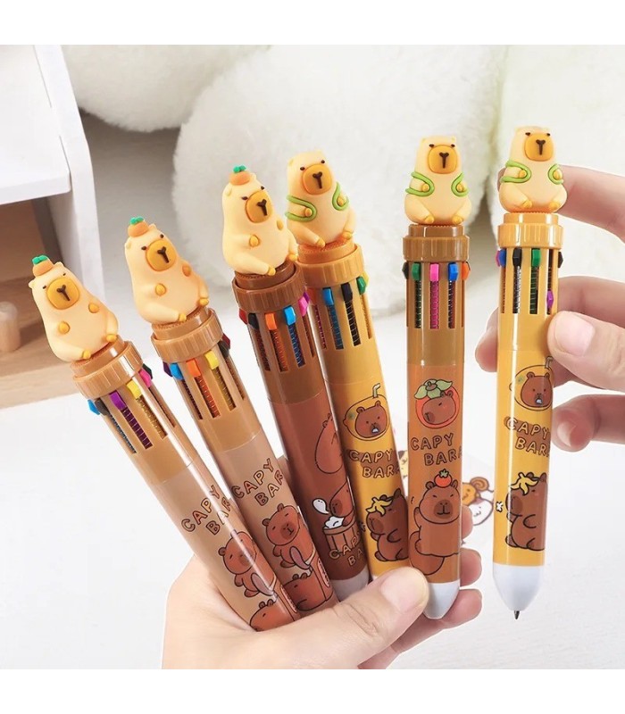 Bolígrafo multicolor diseño capibara