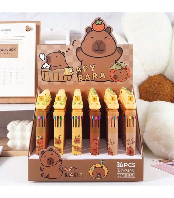 Bolígrafo multicolor diseño capibara