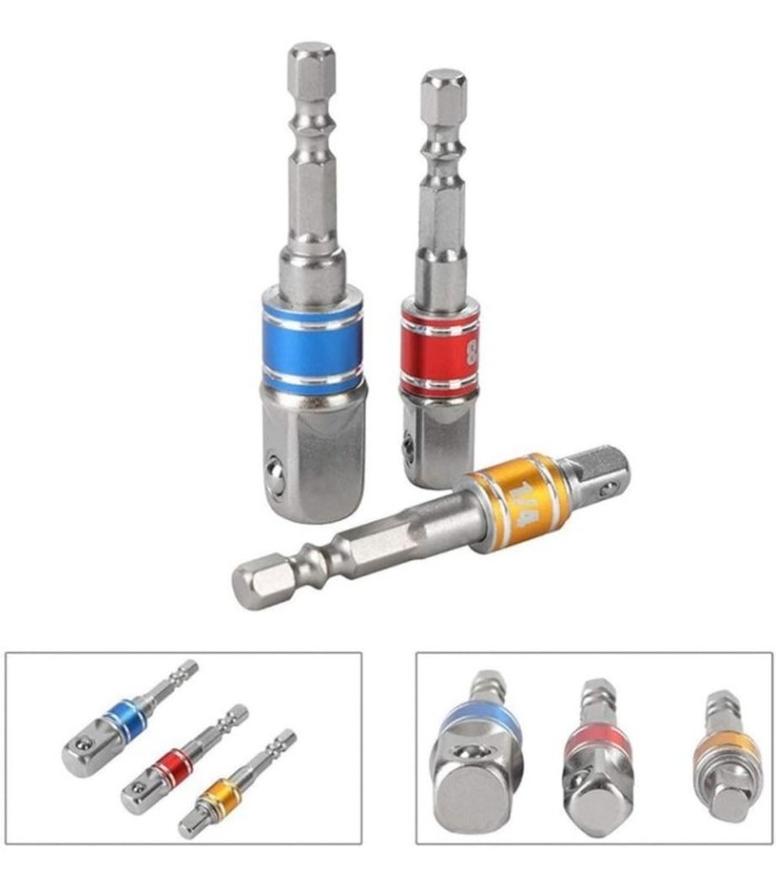 PROLONGADOR P/TALADRO 3PC 1/4 1/2 3/8