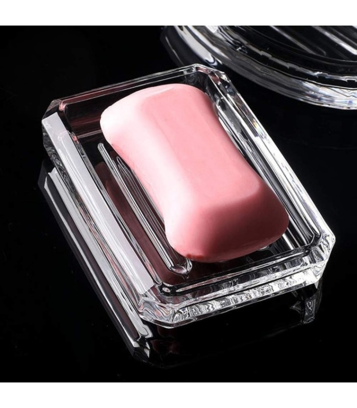 JABONERA RECTANGULAR TRANSPARENTE 12.2x8.5CM